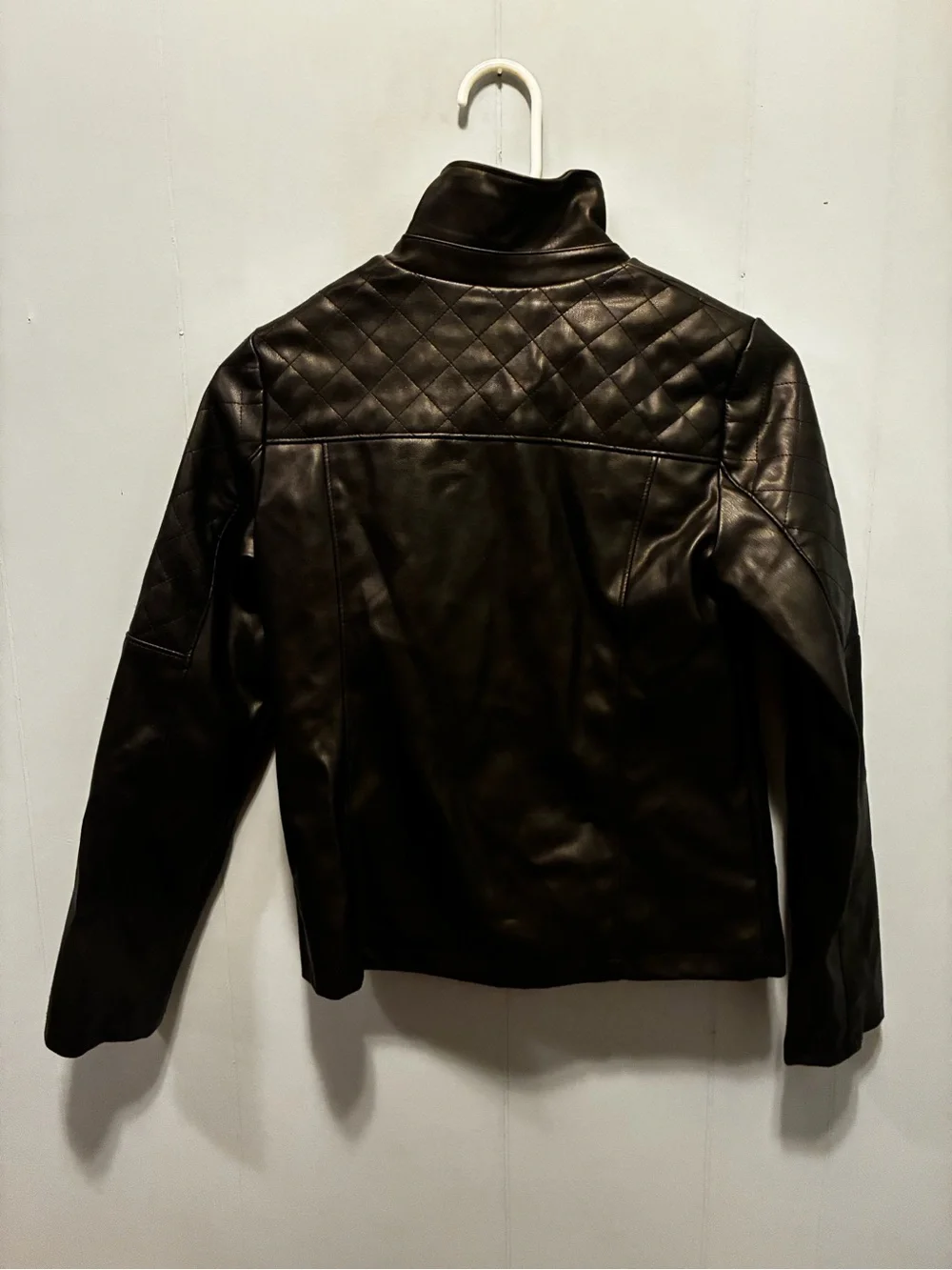 art class Black Quilted-Shoulder Faux Leather Moto Jacket